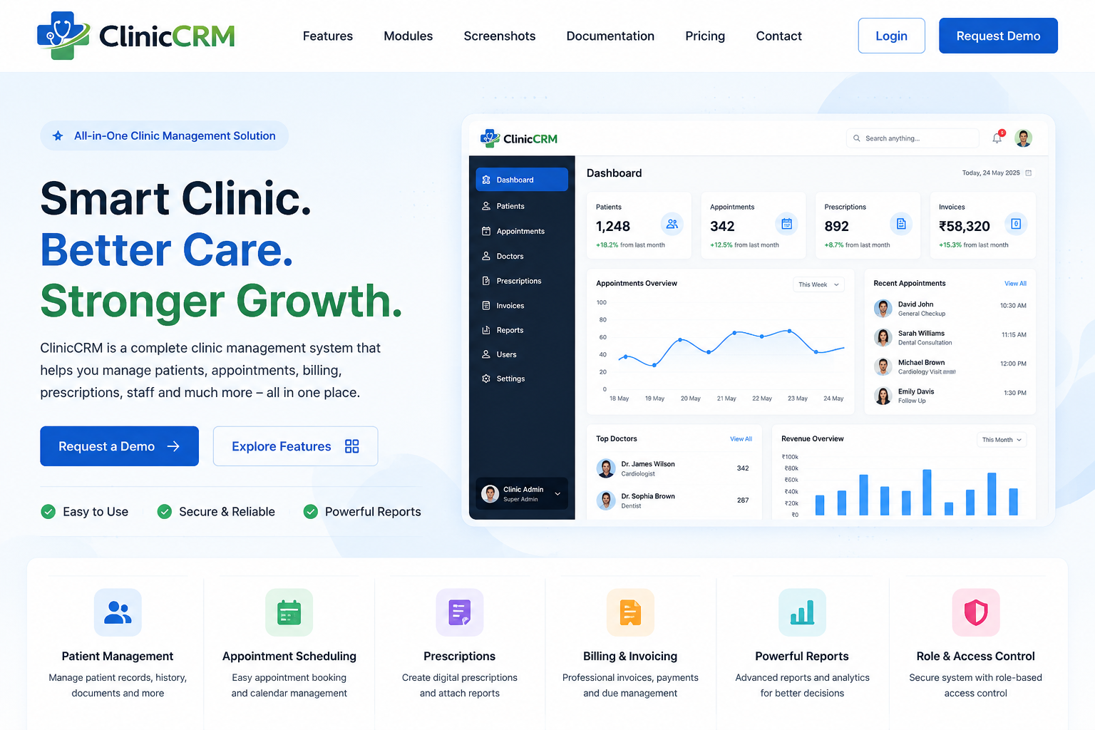 ClinicCRM Dashboard